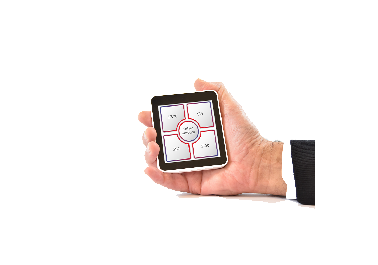 Portable giving Kiosk Portable giving Kiosk, compact and designed to fit in the hand.